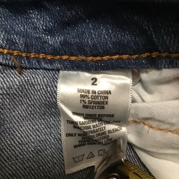 Aeropostale Ankle Straight Jeans. Distressed,Frayed Hem, Color Blocking.  Sz 2 - Picture 6 of 11